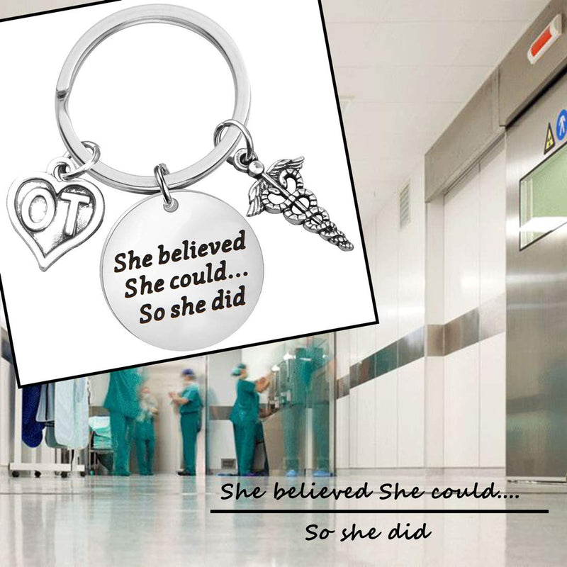 [Australia] - OT Gift Occupational Therapist Graduation Gift She Believed She Could So She Did OT Keychain OT Bracelet Occupational Therapy Gift 