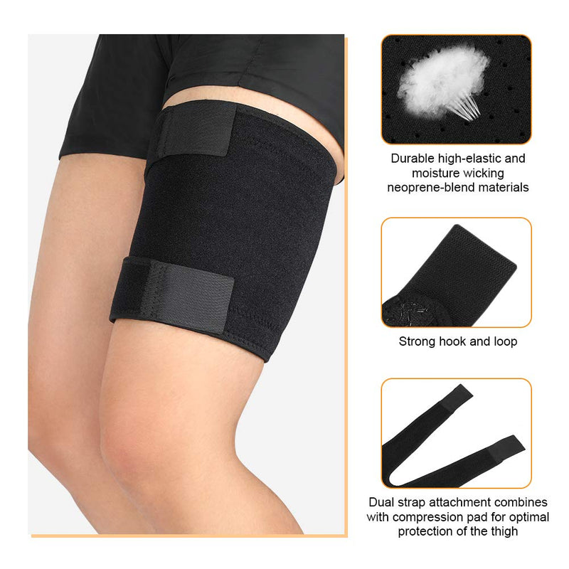 [Australia] - Thigh Support Brace, Hamstring Wrap Compression Sleeve with Anti-Slip Strip Support Thigh Quad Sprains, Tendonitis, Strains, Pulled Muscle Injury Rehab and Recovery, Fits Men and Women (Black) 