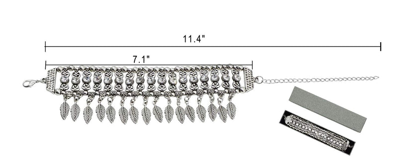 [Australia] - Bienvenu Hot Boho Silver Coin Anklet Bracelet Bohemian Tassel Barefoot Sandals Chain Jewelry Silver_leaves 