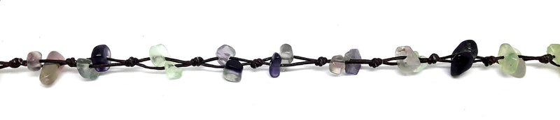 [Australia] - LAVIP Leather Purple and Green Fluorite Color Bead Anklet or Bracelet 26 cm.Handmade 