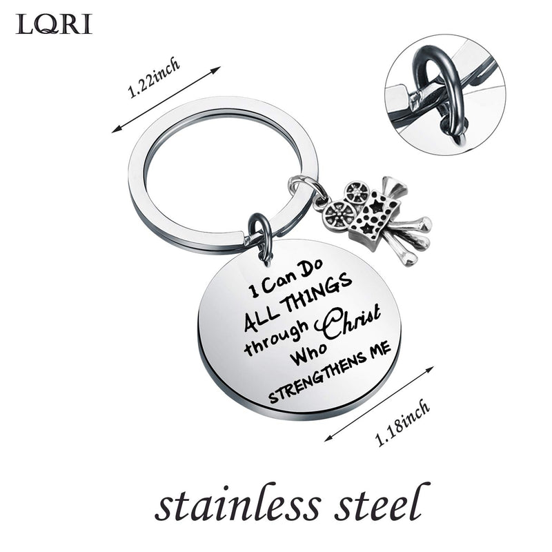 [Australia] - LQRI Movie Camera Keychain Film Director Gift Filmmaker Gift Film Student Graduation Gift I Can Do All Things Through Christ Who Strengthens Me Film Keyring Gift sliver 