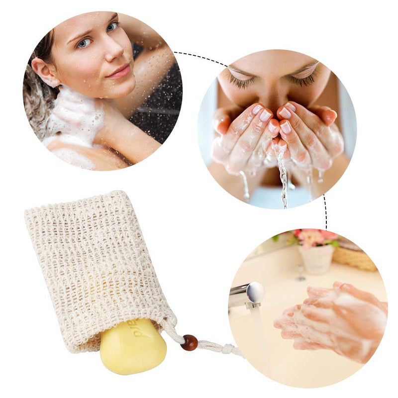 [Australia] - Dadabig 10 PCS Sisal Soap Bag, Organic Soap Bag Natural Fiber Soap Bags with Drawstring Rope for Bath Shower Exfoliation and Massage 