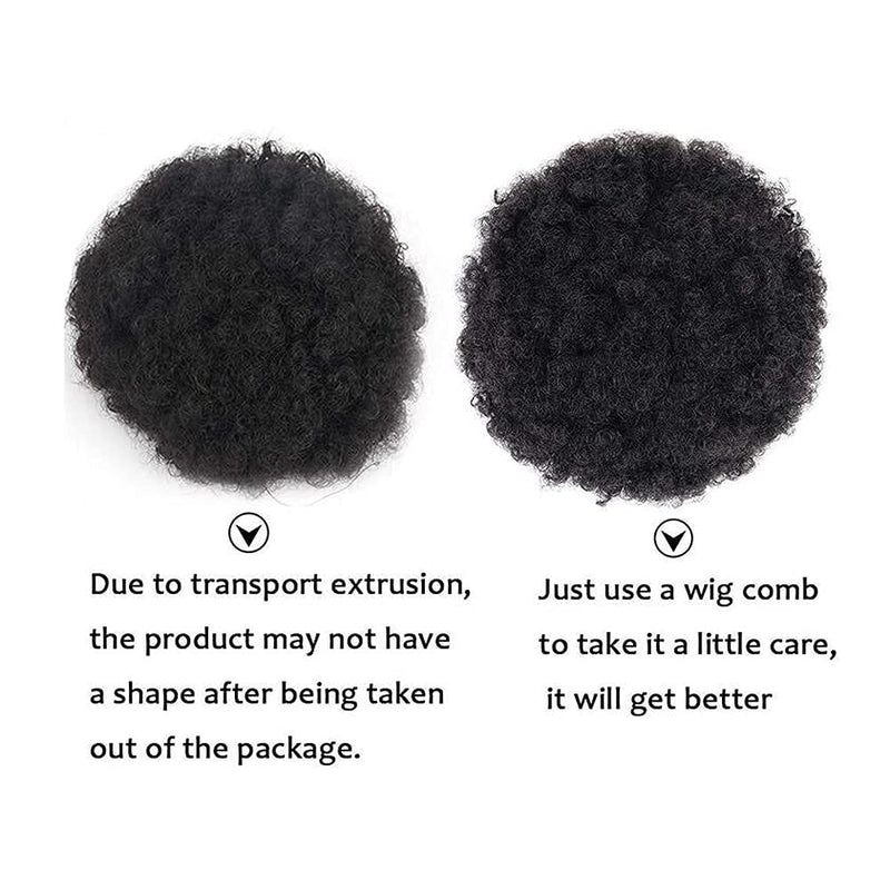 [Australia] - Synthetic Afro Puff Drawstring Ponytail Short Kinky Curly Hair Bun Extension Clip in Ponytail Hairpieces Short Curly Updo Hair Afro Bun Afro Chignon for Women Lady Girls (Black 8Inch) 