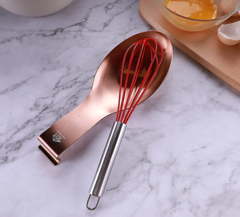 [Australia] - Vila KuChe Stainless Steel Spoon Rest for Kitchen Spoon Holder Counter Cooking Utensil Rest Spoon Heavy Duty Dishwasher Safe 2pcs(Rose Gold) Rose Gold 2pcs 