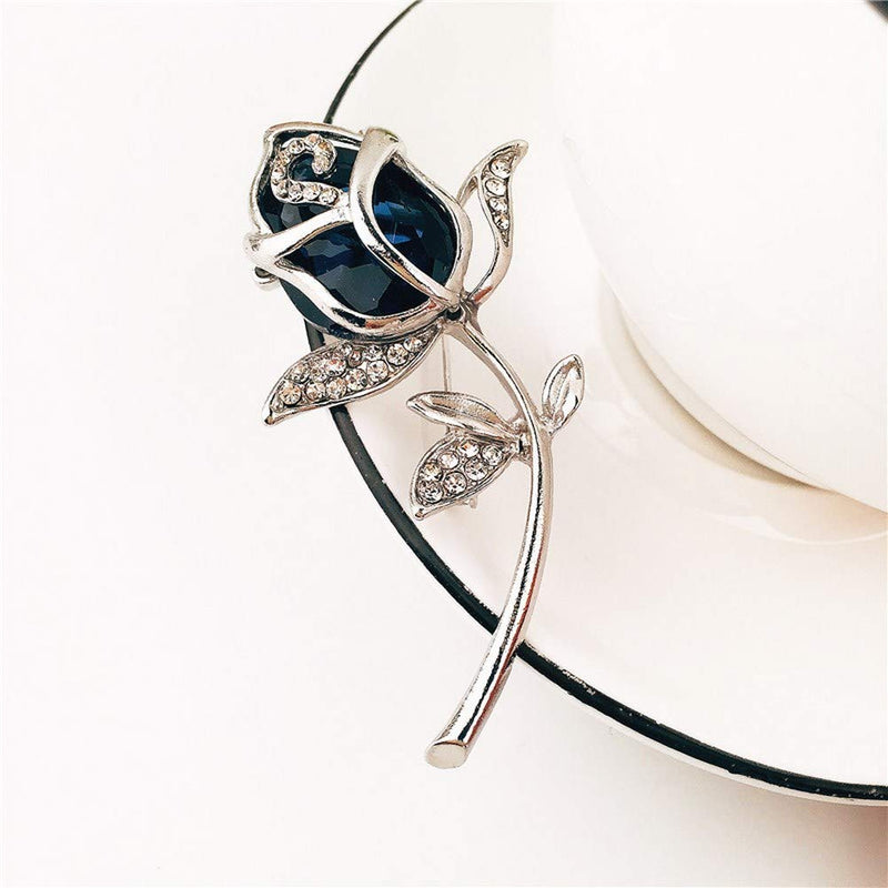 [Australia] - SKZKK Fashion Alloy Broches for Women,Blue Rose Bouquet Diamond Jewelry Women's Accessories for Women Plating Hand Polished 