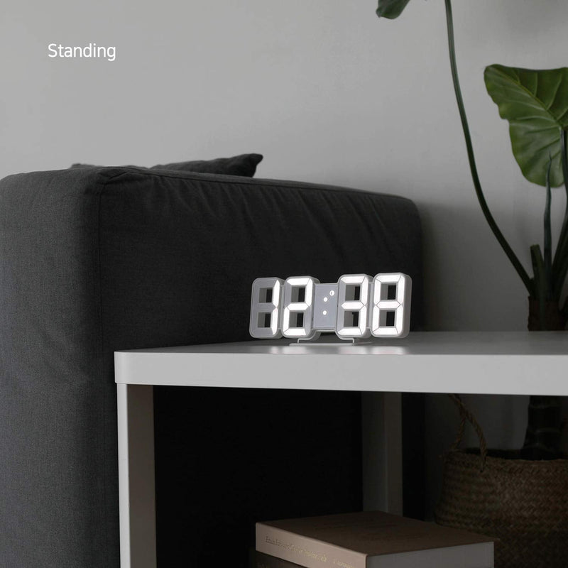 [Australia] - mooas Pure Mini White 3D LED Clock, Multi-Function LED Clock (Calendar, Alarm, Temperature) 