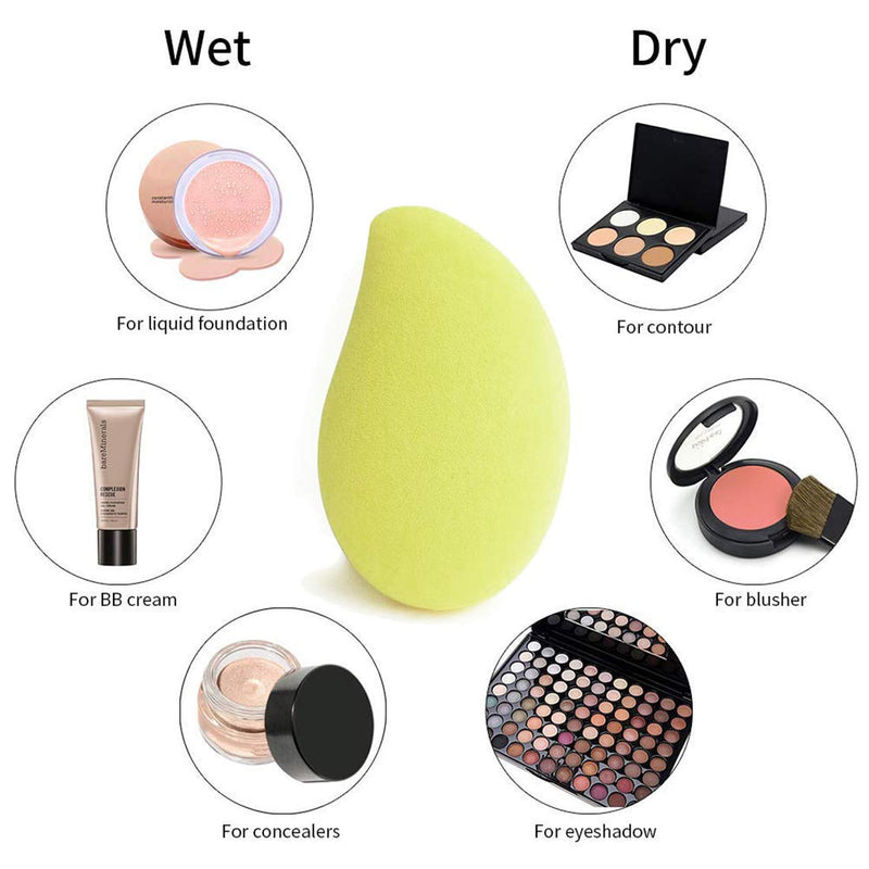 [Australia] - Mango Makeup Sponge Blender (4pcs) Fruit Beauty Makeup Sponge Blender Kit with Superfine Fiber Cleaning Cotton (3pc)，Flawless Application for Liquid Foundation,Loose Powder and CC cream 