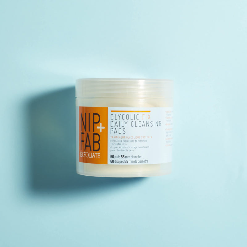 [Australia] - Nip + Fab Glycolic Acid Fix Daily Cleansing Pads for Face with Hyaluronic Acid, Witch Hazel, Exfoliating Resurfacing AHA Facial Pad for Exfoliation Even Skin Tone Brighten Skin, 60 Pads Fix Cleansing Pads 