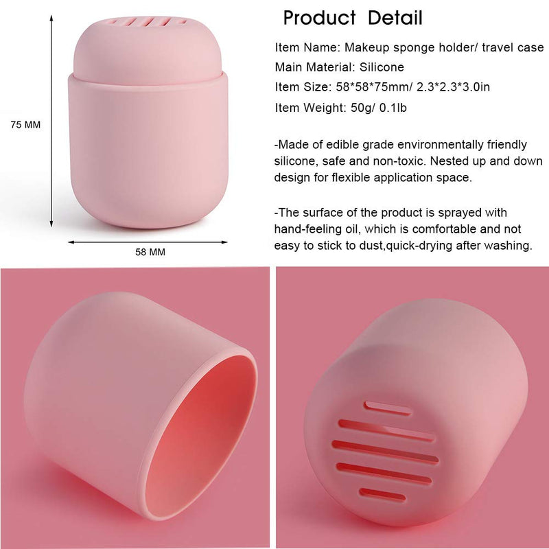 [Australia] - BEZOX Makeup Sponge Holder, Cosmetic Blender Silicone Travel Case,Makeup Puff Ball Protective Carrying Container (BLENDER NOT INCLUDED) - Pink 