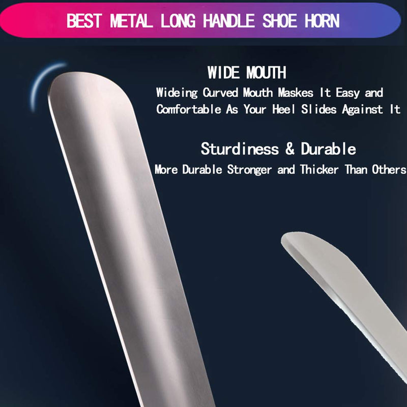 [Australia] - Metal Shoe Horn Long Handle For Seniors,Long Shoe Horns,Shoehorn for Women,Men,Kids,Elderly,Disabled,Pregnancy,Boots,Sneakers 