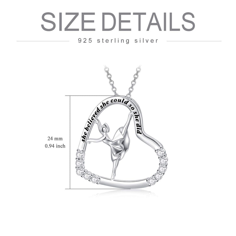 [Australia] - Ballerina Necklace 925 Sterling Silver Heart Necklace Ballerina Dancer Gymnasts Ballet Dance Pendant Necklace Dance Jewelry Gifts for Women Teenage style 2 