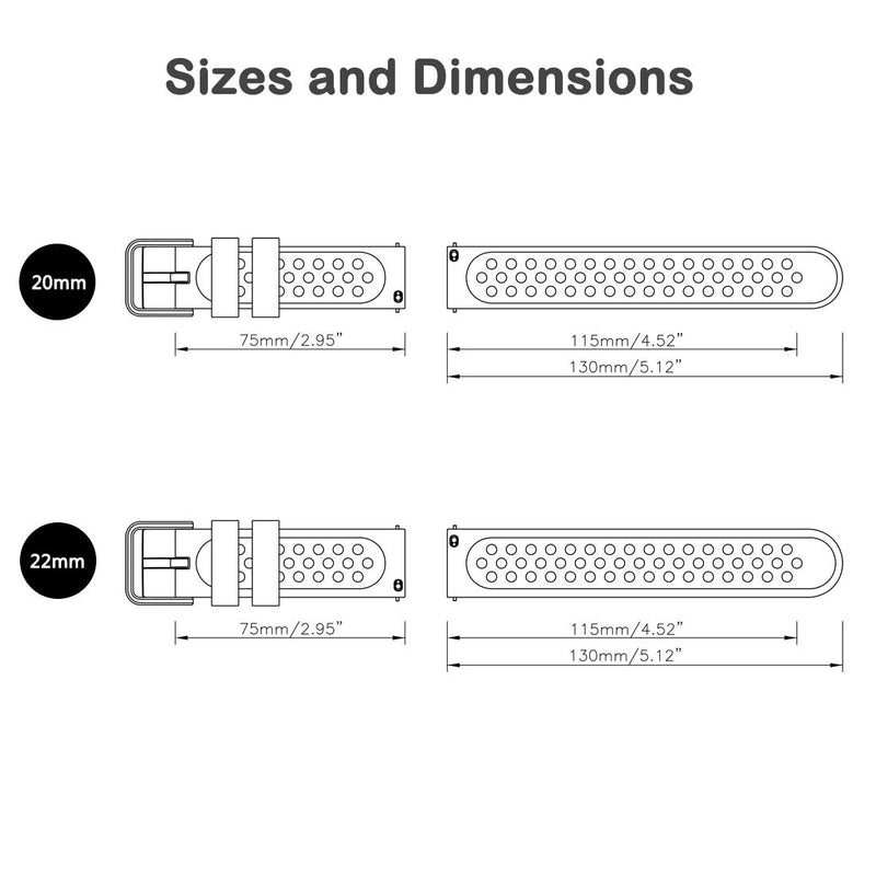 [Australia] - Wellfit Watch Band, 20mm 22mm Quick Release Watch Band for Men and Women, Soft Silicone Watch Band with Air Holes Black-Green 