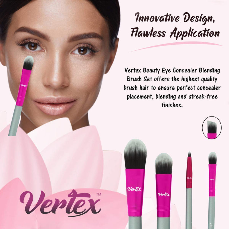[Australia] - Concealer Brush For Under Eyes - Brushes Eyebrow Shaping & Concealing Liquid Foundation | Vertex Beauty Brow Makeup Eye Crease Brushes For The Face and Eyebrows Concealers | Flat Mask Pointed Tip For Creases And Brow | Double Ended Liquid Applicator fo... 