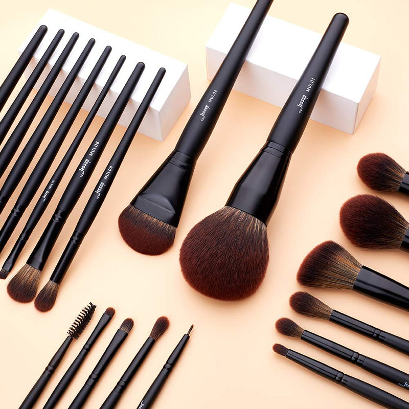 [Australia] - Jessup Make Up Brush Set Professional 21Pcs Black Complete Collection,Synthetic Hair,Powder Blending Foundation Highlight Contour Concealer Eyeshadow Eye liner Spoolie T271 