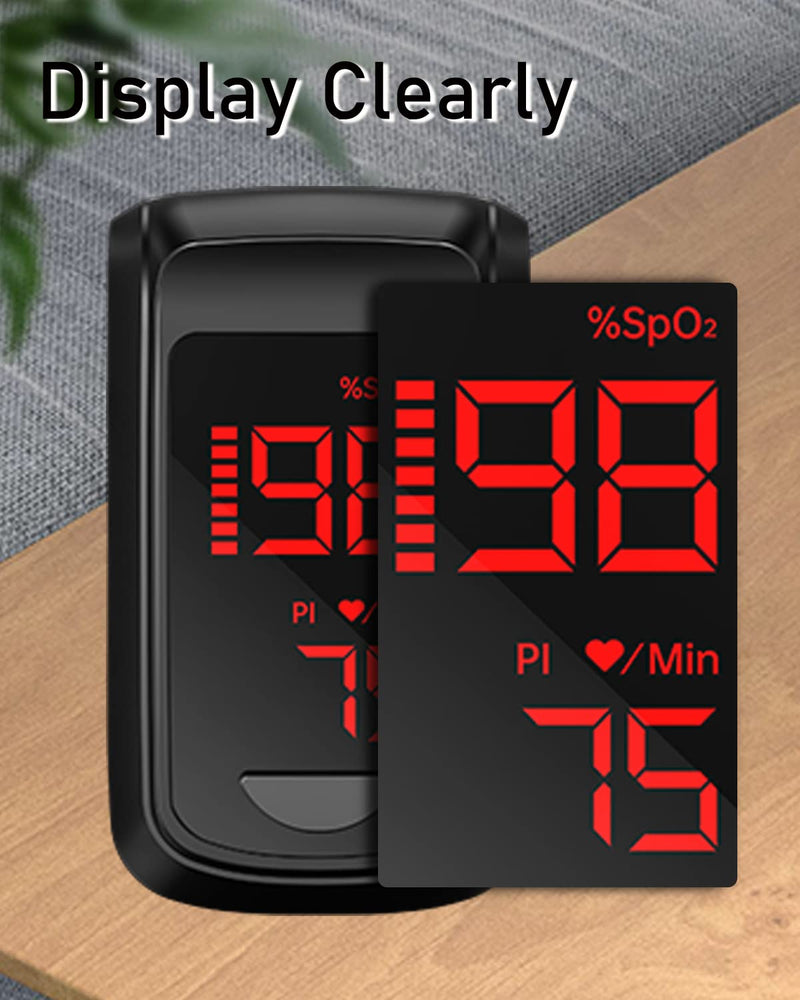 [Australia] - Fingertip Pulse Oximeter- Mini Oximeter Oxygen Saturation Monitor for SpO2/Heart Rate/PI, with Auto Graph Display/Alarm/Dedicated App, Compatible with iOS&Android Black 