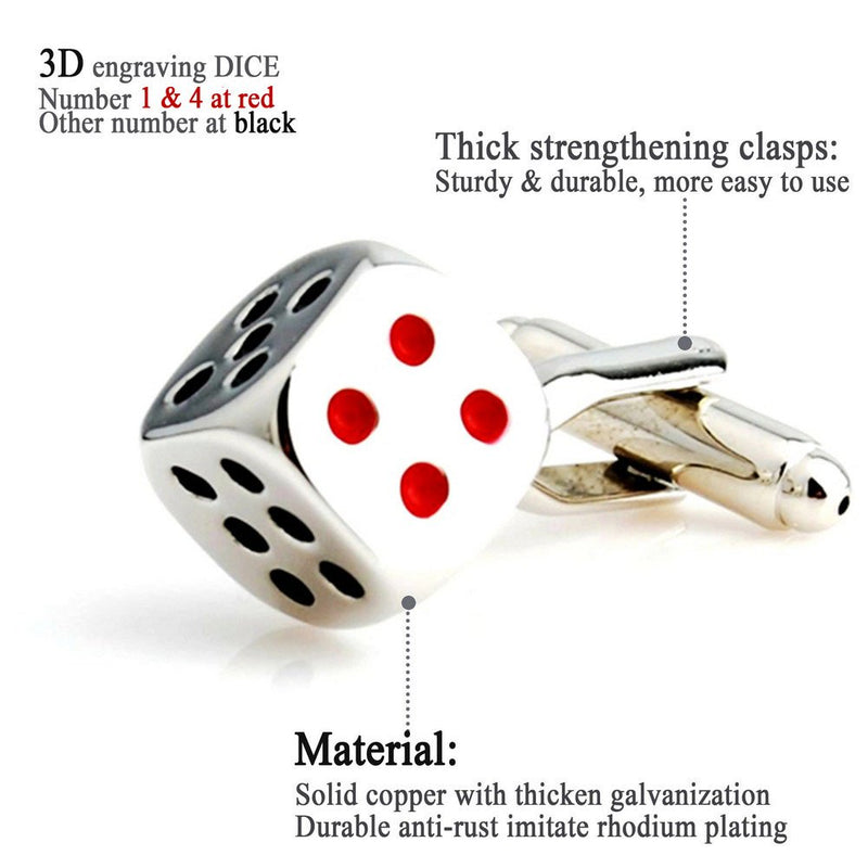 [Australia] - Salutto Men's Classic Shape Funny Playing Cufflinks with Gift Box One Color 