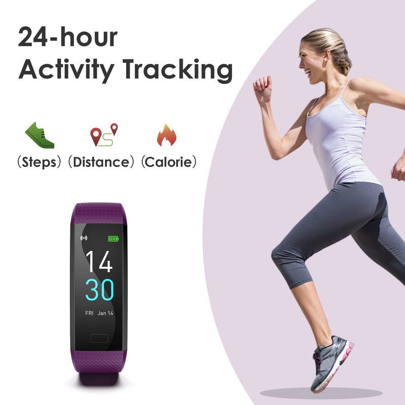 [Australia] - Fitness Tracker for Men and Women,Fitness Watch Waterproof with Activity Tracker and Sleep Monitor&Temperature Monitor,Smart Watch for Android and iOS Phones Purple 