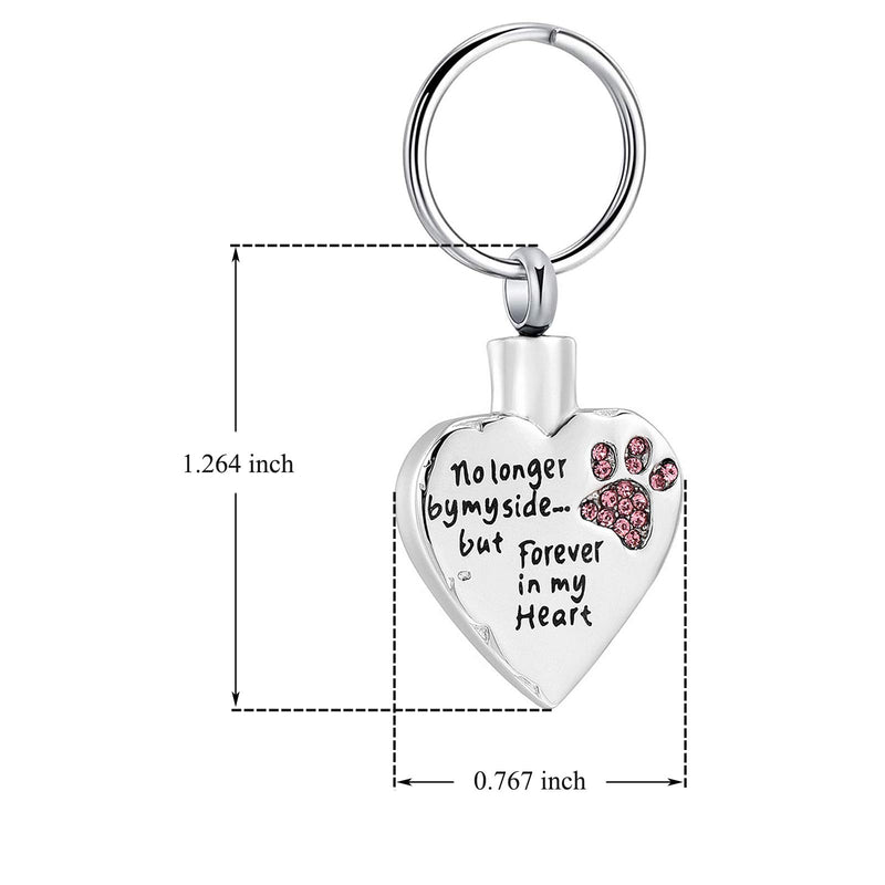 [Australia] - Cremation Jewelry for Ashes No Longer by My Side But Forever in My Heart Stainless Steel Pet Paw Keepsake Pendant Memorial Urn Keychain for Men Women Pink 