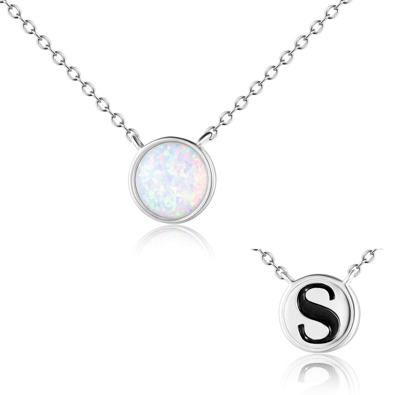 [Australia] - LUHE Initial Necklace Sterling Silver Circle Engraved Name 26 Letter Alphabet Pendant Necklace Jewelry Gifts for Women Teens Girls Letter S 