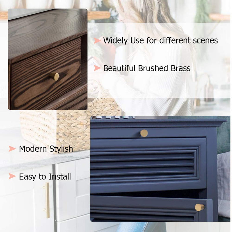 [Australia] - homdiy Brushed Brass Cabinet Knobs Gold Dresser Knobs-LS745GD Solid Round Drawer Knobs Gold Knobs for Dresser Drawers Gold Kitchen Cabinet Hardware 5 Pack 