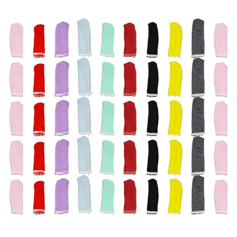 [Australia] - PRETYZOOM 50pcs Finger Cots Cotton Finger Guards Protective Fabric Finger Gloves Finger Protection Fingertip Cover Sleeves (Random Color) 