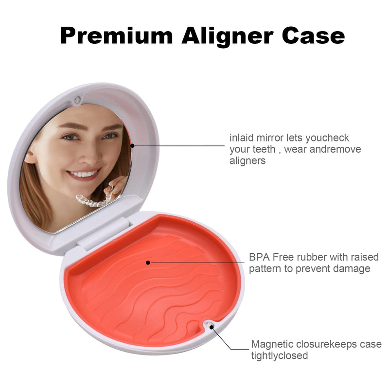 [Australia] - Denture & Teeth Mouth Tray Retainer Box Sets Partial Denture Box with 2Pcs Aligner Removal Tool and 9Pcs Invisible Chewer (White) White 