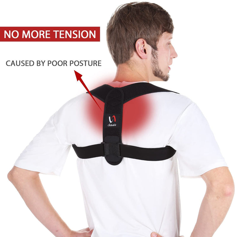 [Australia] - Schiara Posture Corrector for Men and Women - Comfortable Upper Back Brace, Adjustable Back Straightener Support for Neck, Shoulder & Back Classic style 