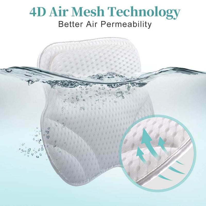 [Australia] - Bath Pillow Neck Back Support - Cushion for Women Spa Gifts Luxury Waterproof 4D Mesh Bathtub Pillows with 6 Non-Slip Suction 38×37 