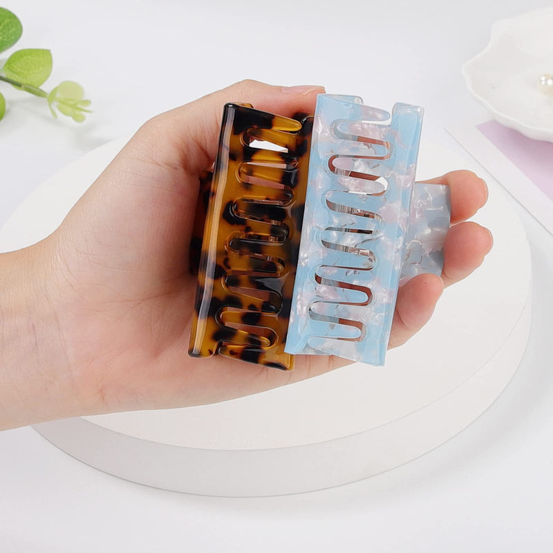 [Australia] - 8 Pack Hair Claw Clips Tortoise Barrettes Rectangle Shape Clips Fashion Colorful Hair Clips 