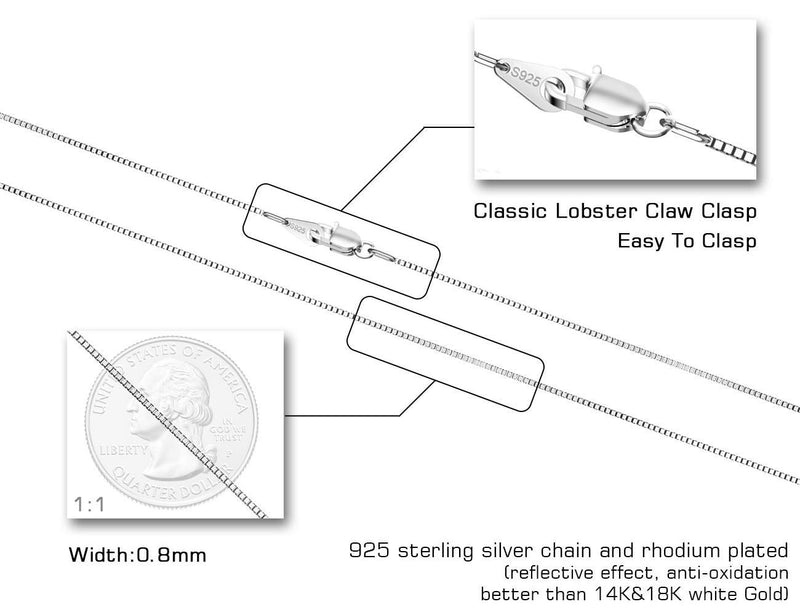 [Australia] - Jewlpire 925 Sterling Silver Chain for Women Girls 0.8mm Box Chain Lobster Claw Clasp - Italian Necklace Chain - Super Thin & Strong - Friendly Price & Quality 16/18/20/22/24 Inch shiny silver 16.0 Inches 