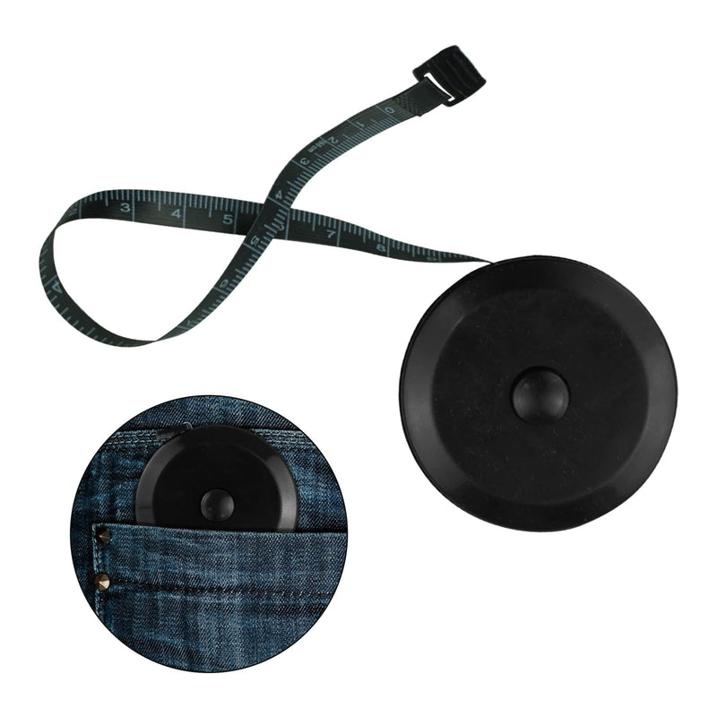 [Australia] - Pack of 2 Retractable Round Black Dual Sided Body Measuring Tape/Ruler Sewing Cloth Tailor Tape Soft Tape, 60inch and 150cm Double-Sided Sesign Black 