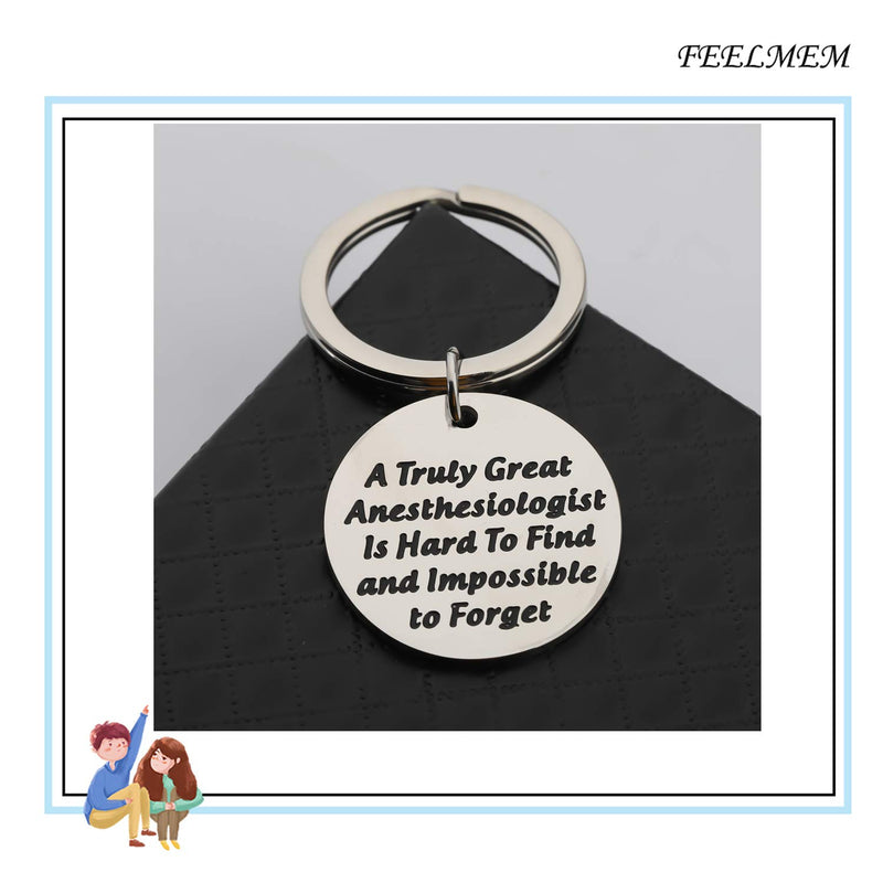 [Australia] - FEELMEM Anesthesiologist Gifts Anesthesiologist Technician Gift CRNAS Gift A Truly Great Anesthesiologist is Hard to Find Keychain Gift for Anesthetist Doctor Nurse Anesthetist silver 