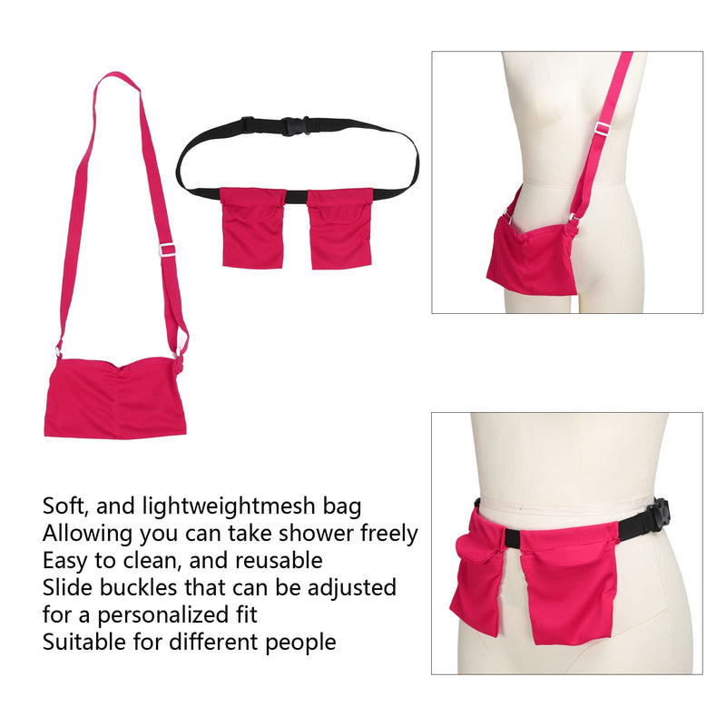 [Australia] - Mastectomy Drain Holder, Pouches with Shower Bag, Length Adjust Elastic Band Mesh Shower Bag Surgery Drainage Pouch for Surgery Mastectomy(Red) Red 