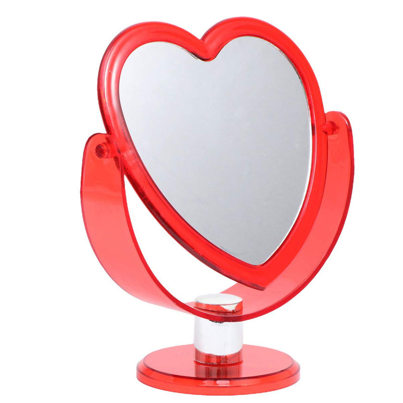 [Australia] - Beaupretty Bedroom Tabletop Mirror Love Heart Shaped Cosmetic Mirror Two Sided Makeup Mirror with Base Desktop Ornament for Women Ladies Red 