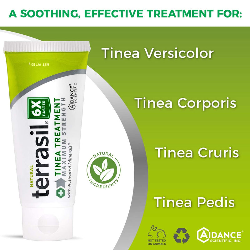 [Australia] - Terrasil Tinea Treatment MAX - 6X Faster Relief, Patented Natural Therapeutic Anti-fungal Ointment for Tinea Relieves itching, Discoloration, Irritation, Discomfort - 50gm 