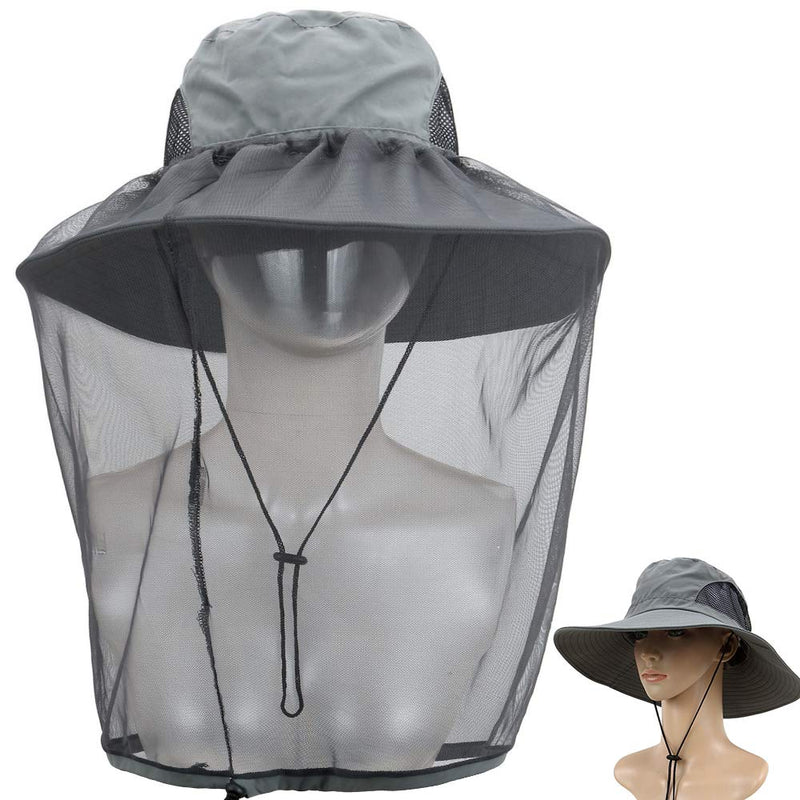 [Australia] - 2 Pack Mosquito Head Net Hat Hats with Removable Veil Net Mesh Hiking Fishing Gardening Protect from Bee Mosquito for Women Men, Beige M-XL Dark Gray 