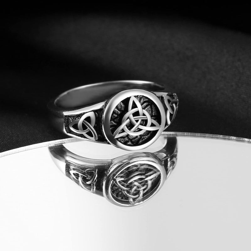 [Australia] - HZMAN Triquetra Trinity Knot Stainless Steel Irish Celtic Knot Ring Size（7-13） Silver 7 