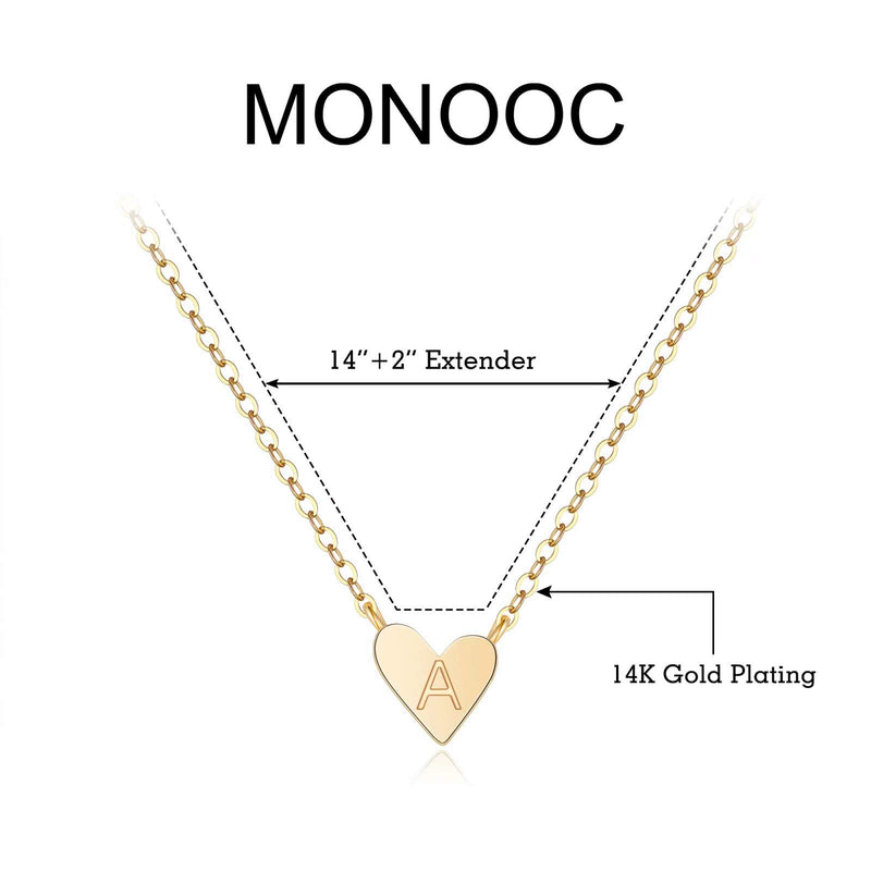 [Australia] - MONOOC Gold Initial Heart Necklace, 14K Gold Plated Dainty Tiny Kids Jewelry for Girls Small Letter Heart Toddler Necklace Baby Initial Jewelry for Little Girls Children A-Gold 