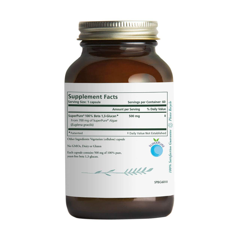 [Australia] - Pure Synergy SuperPure Beta 1,3-Glucan Extract | 60 Capsules | Non-GMO | Vegan | Algae-Based, Yeast-Free, 500 mg, Beta Glucan Supplement 
