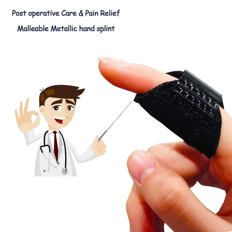 [Australia] - Reppkyh Finger Splint - 2 Pack Support for Trigger Finger, Mallet Finger, Baseball Finger, Strain, Sprains, Broken Fingers, Basketball Black+Blue 
