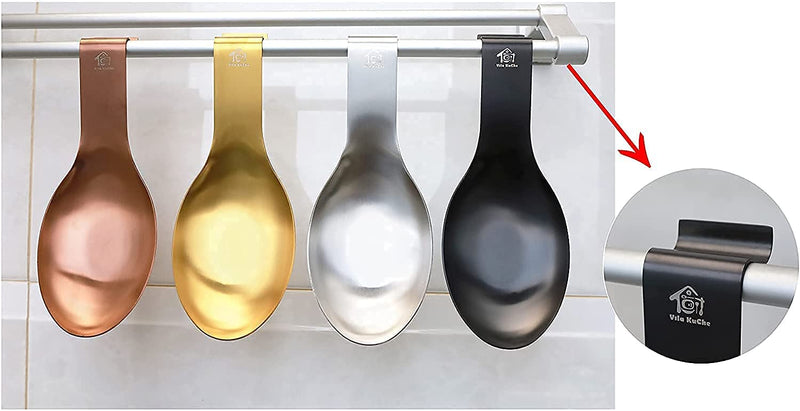 [Australia] - Vila KuChe Stainless Steel Spoon Rest for Kitchen Spoon Holder Counter Cooking Utensil Rest Spoon Heavy Duty Dishwasher Safe 2pcs(Rose Gold) Rose Gold 2pcs 