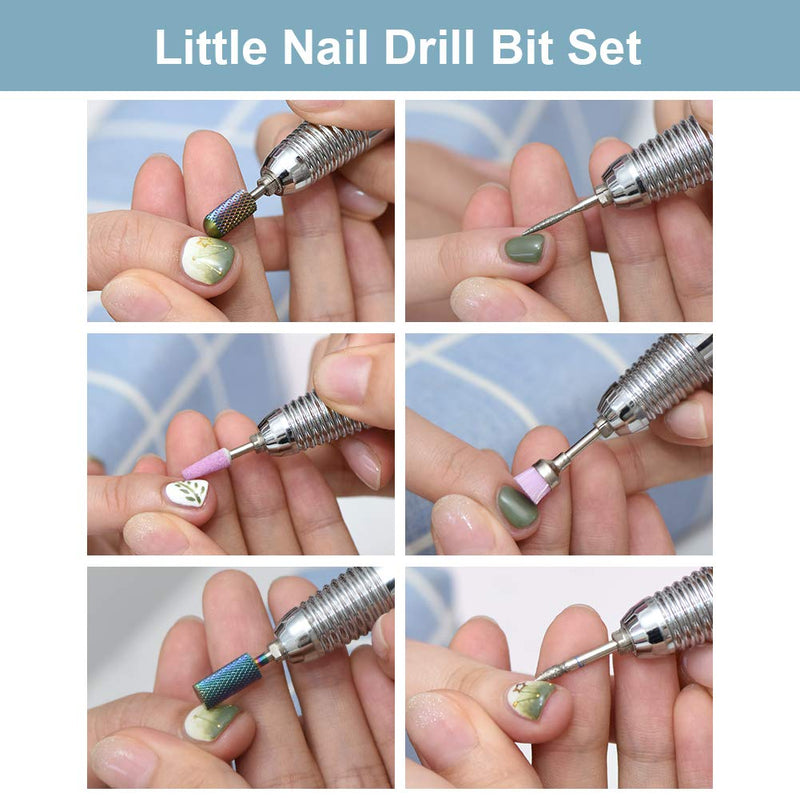 [Australia] - Bulex 7pcs Nail Drill Bits for Acrylic Nails, Professional Tungsten Carbide 3/32 Little Nail Drill Bit Set for Gel Nails Cuticles 