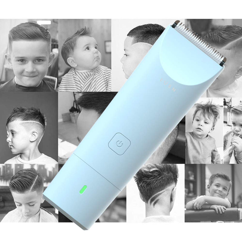 [Australia] - LUSN Baby Hair Clippers Kit, Ultra-Quiet 2.0 Kids Hair Trimmer Kit with 3 Guide Combs & a Haircut Cape, IPX7 Waterproof, Cordless & Fast Charging, for Toddler and Baby Use Classic Blue 