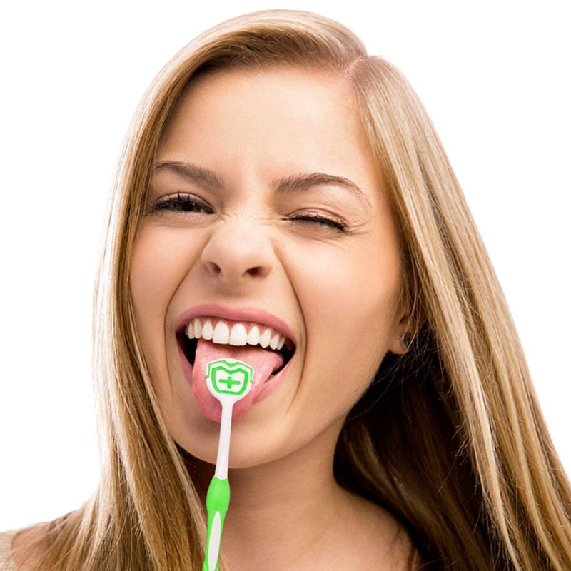 [Australia] - Tongue Brush, Tongue Scraper, Tongue Cleaner Helps Fight Bad Breath, Professional Tongue Brush for Freshing Breath, 2 Tongue Scrapers (Green & Blue) Green & Blue 