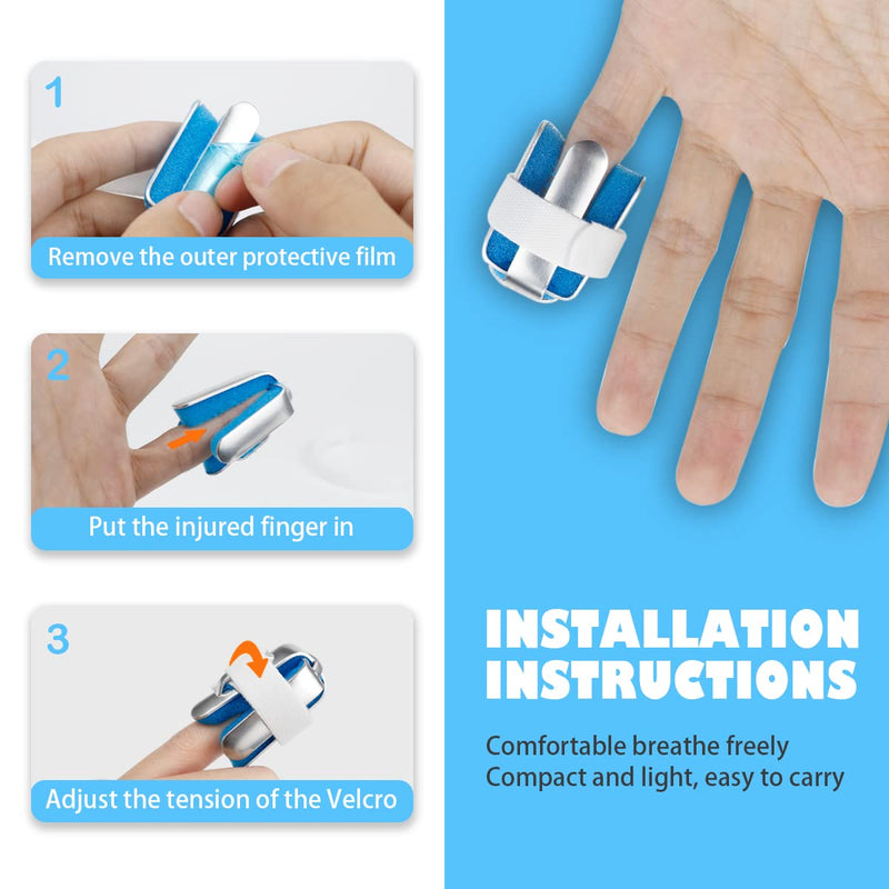 [Australia] - 1 Pair Recovery Injury Pain Bending Deformation Fixing Finger Correction Splint with Built-in Aluminium Support Padded 
