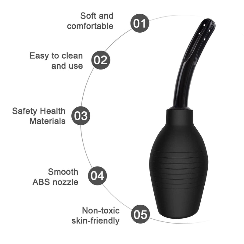 [Australia] - AWAVM 310ML Anal Douche Enema Bulb Vaginal Douche Enema Cleaner for Women’s or Man’s Health Safe Comfortable Rubber Washing Cleaning Douche Kit black 
