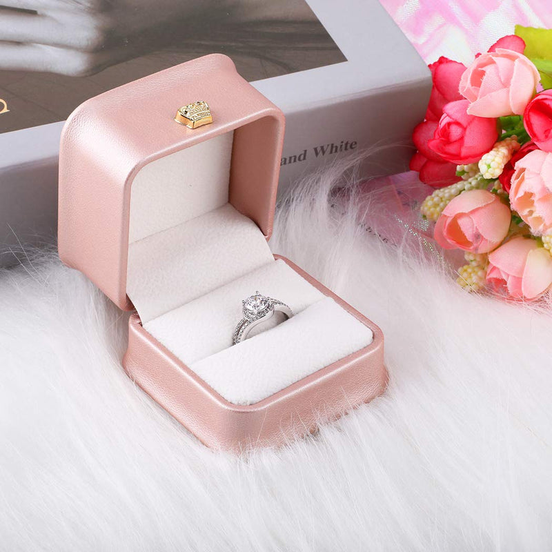 [Australia] - iSuperb Set of 2 Pink Ring Box Proposal Ring Boxes Couple Engagement Jewelry Gift Box Case PU Leather Ring Earrings Jewelry Display for Wedding (Pink ring box) 2pcs Pink Ring Box 