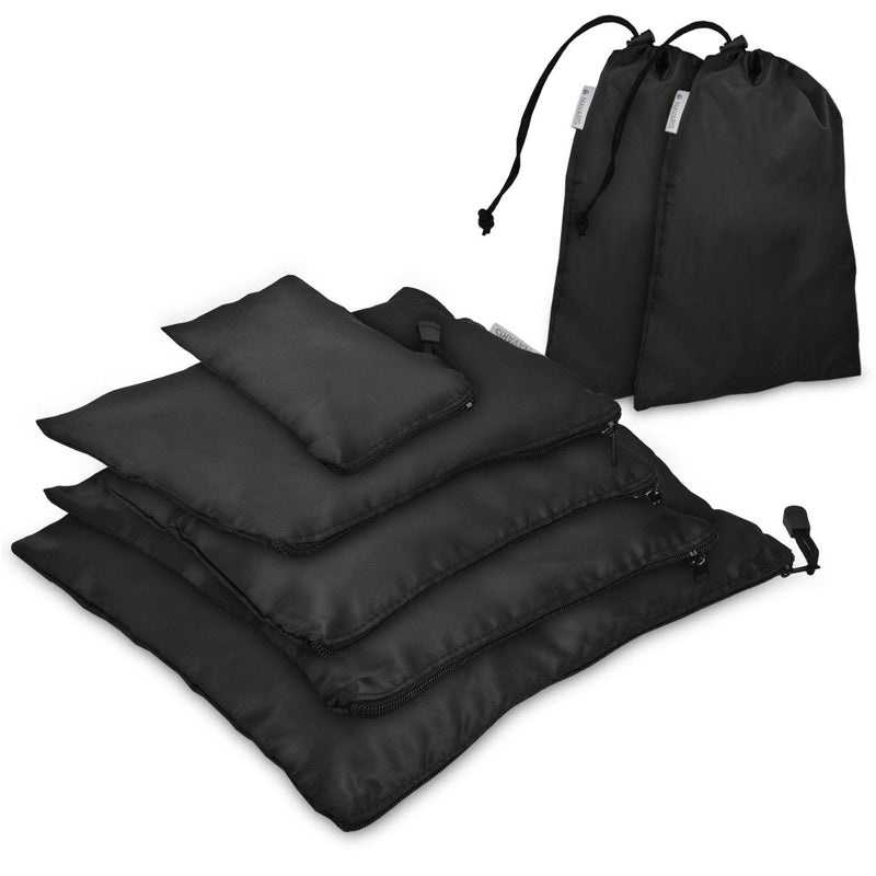 [Australia] - Navaris 7 Set Travel Storage Bags - Luggage Organiser Clothing, Laundry, Shoe, Toiletry Pouches - Nylon Suitcase Organisers Essential Travel Accessory Black 