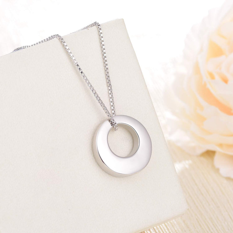 [Australia] - Jinlou Circle of Life Urn Necklace 925 Sterling Silver Cremation Eternity Memorial Pendant for dog ashes jewelry earn necklace for ashes 