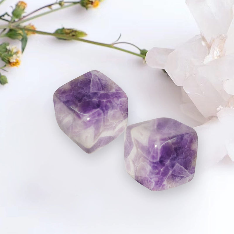 [Australia] - Natural Amethyst Healing Crystal Worry Stone,Anxiety Stones for Stress Relief Stone for Meditation Stress Relief ,Whiskey Chilling Stones（2Pcs） 